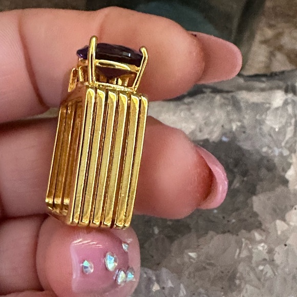 Gold Retro Amethyst Band Ring - Picture 9 of 13